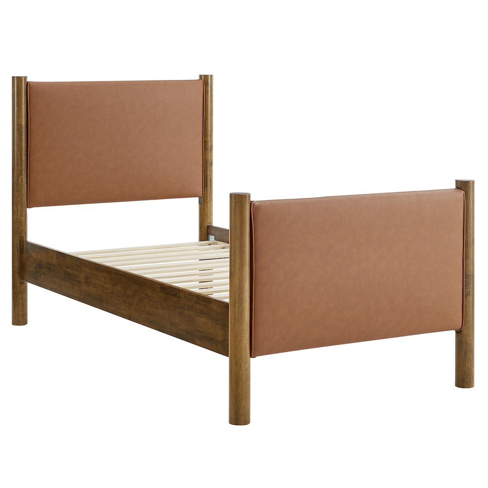 Maven Twin Size Vegan Leather Upholstered Platform Bed