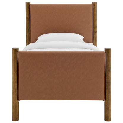 Maven Twin Size Vegan Leather Upholstered Platform Bed
