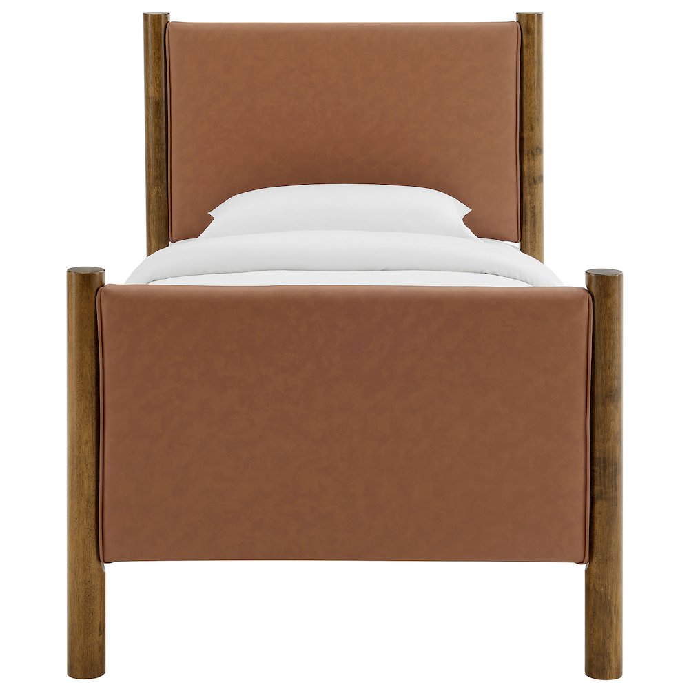Maven Twin Size Vegan Leather Upholstered Platform Bed