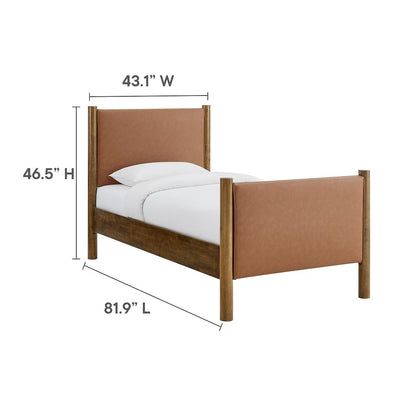 Maven Twin Size Vegan Leather Upholstered Platform Bed