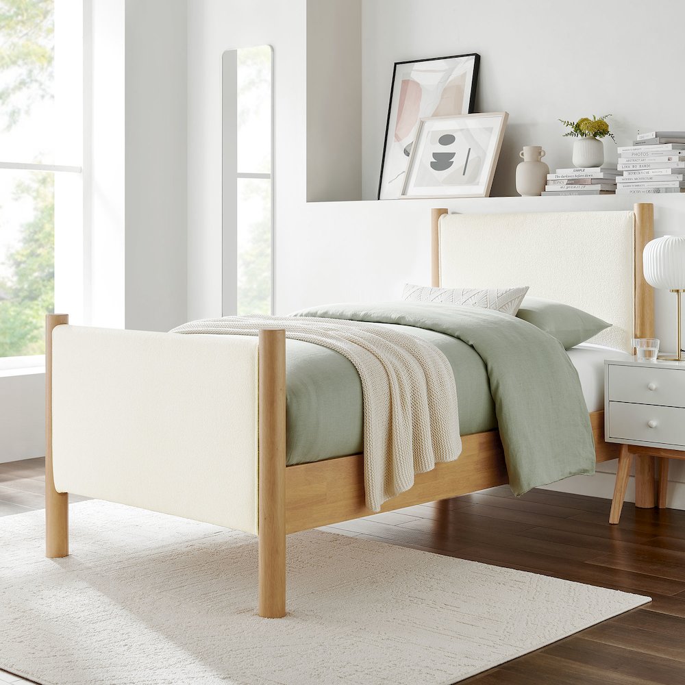 Maven Twin Size Boucle Upholstered Platform Bed