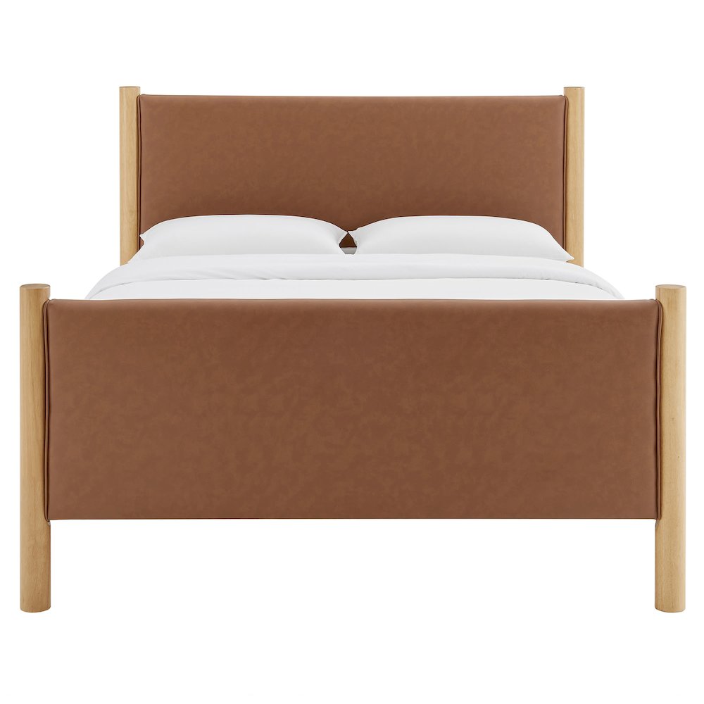Maven Queen Size Vegan Leather Upholstered Platform Bed