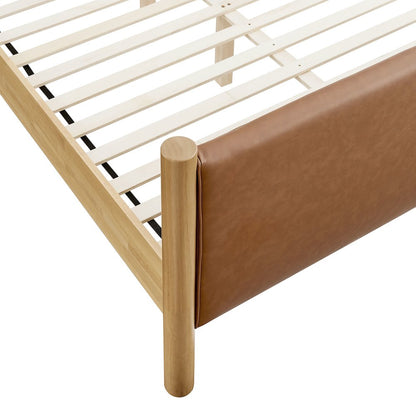 Maven Queen Size Vegan Leather Upholstered Platform Bed