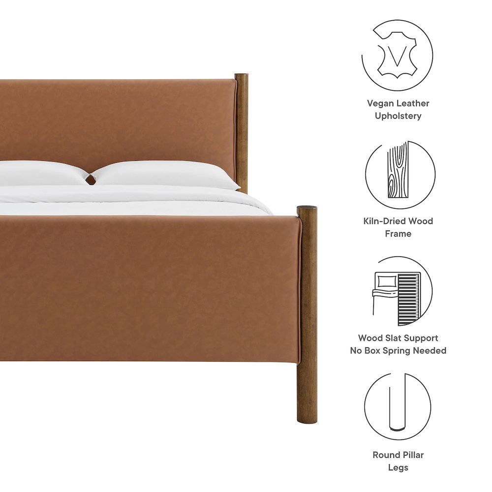 Maven Queen Size Vegan Leather Upholstered Platform Bed