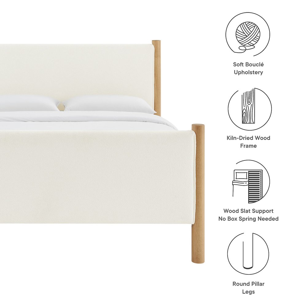 Maven Queen Size Boucle Upholstered Platform Bed