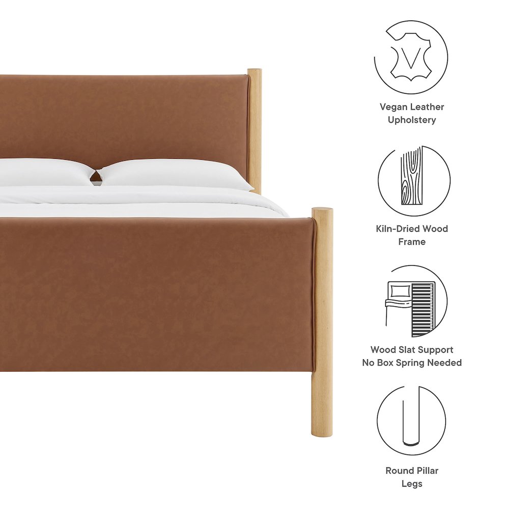 Maven King Size Vegan Leather Upholstered Platform Bed
