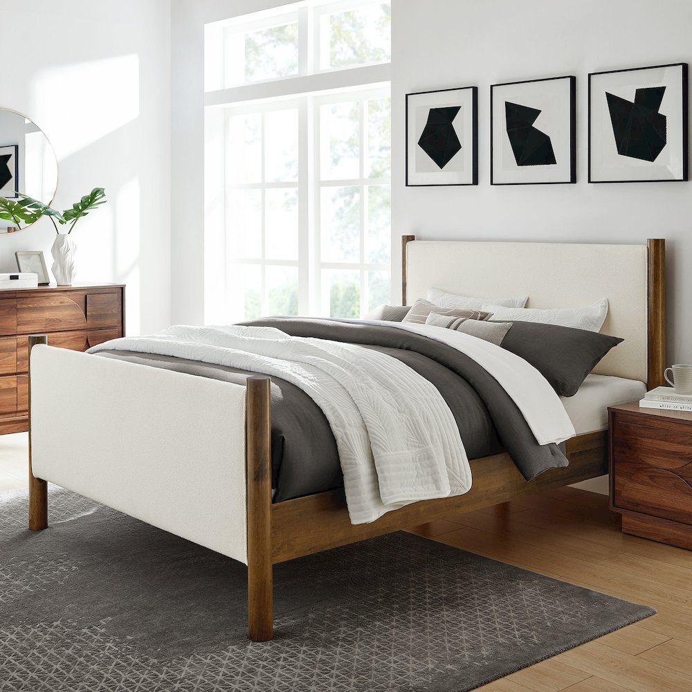 Maven King Size Boucle Upholstered Platform Bed