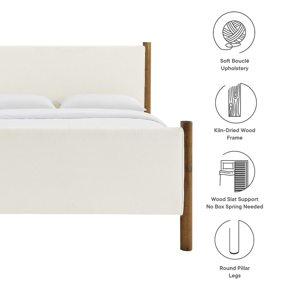 Maven King Size Boucle Upholstered Platform Bed