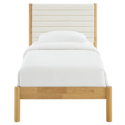 Olea Channel Tufted Boucle Solid Wood Twin Platform Bed