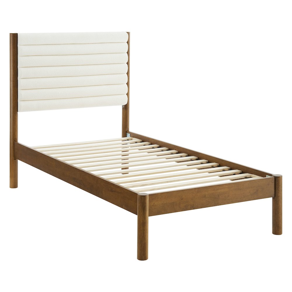 Olea Channel Tufted Boucle Solid Wood Twin Platform Bed