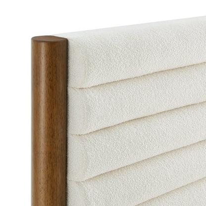 Olea Channel Tufted Boucle Solid Wood Twin Platform Bed