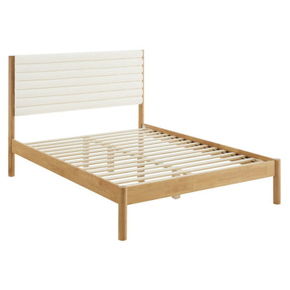 Olea Channel Tufted Boucle Solid Wood Full Platform Bed