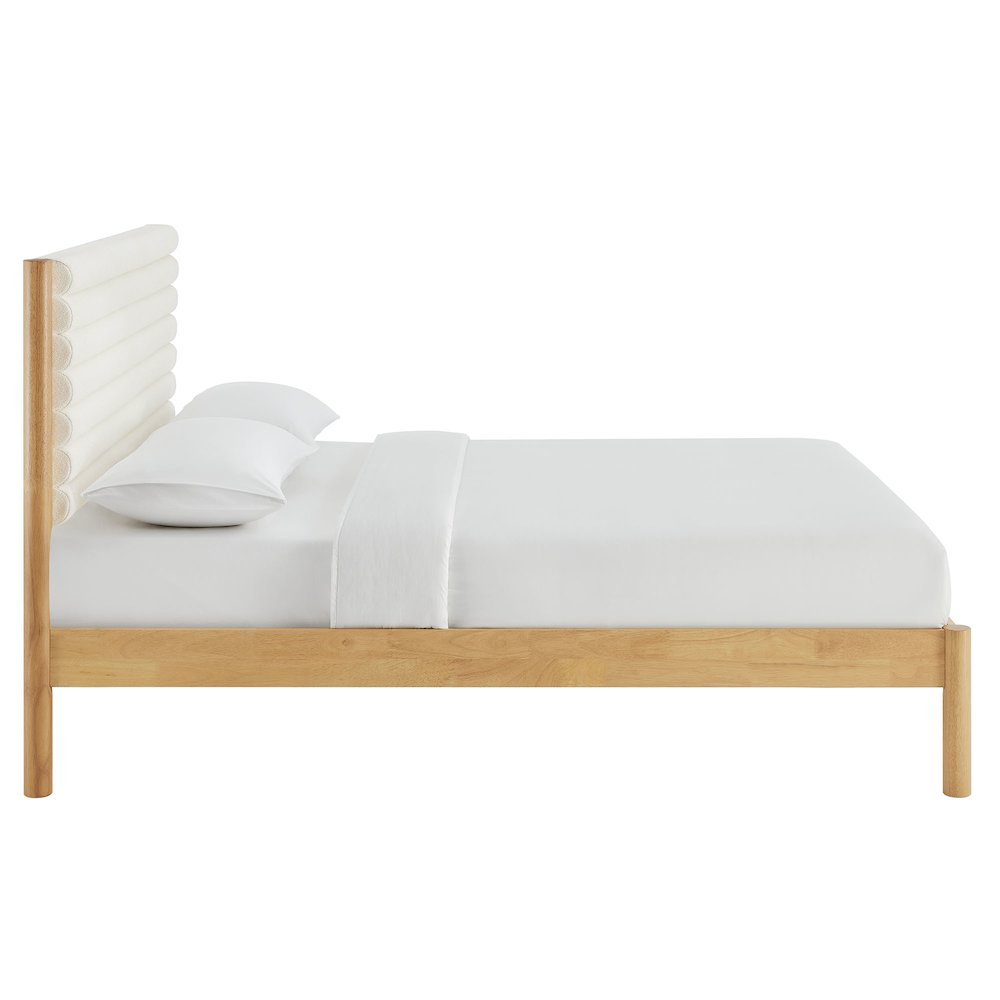 Olea Channel Tufted Boucle Solid Wood Full Platform Bed