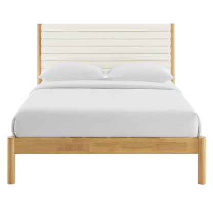 Olea Channel Tufted Boucle Solid Wood Full Platform Bed