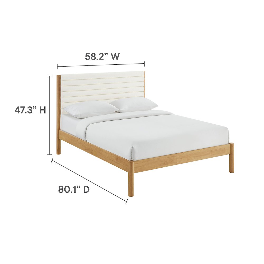 Olea Channel Tufted Boucle Solid Wood Full Platform Bed