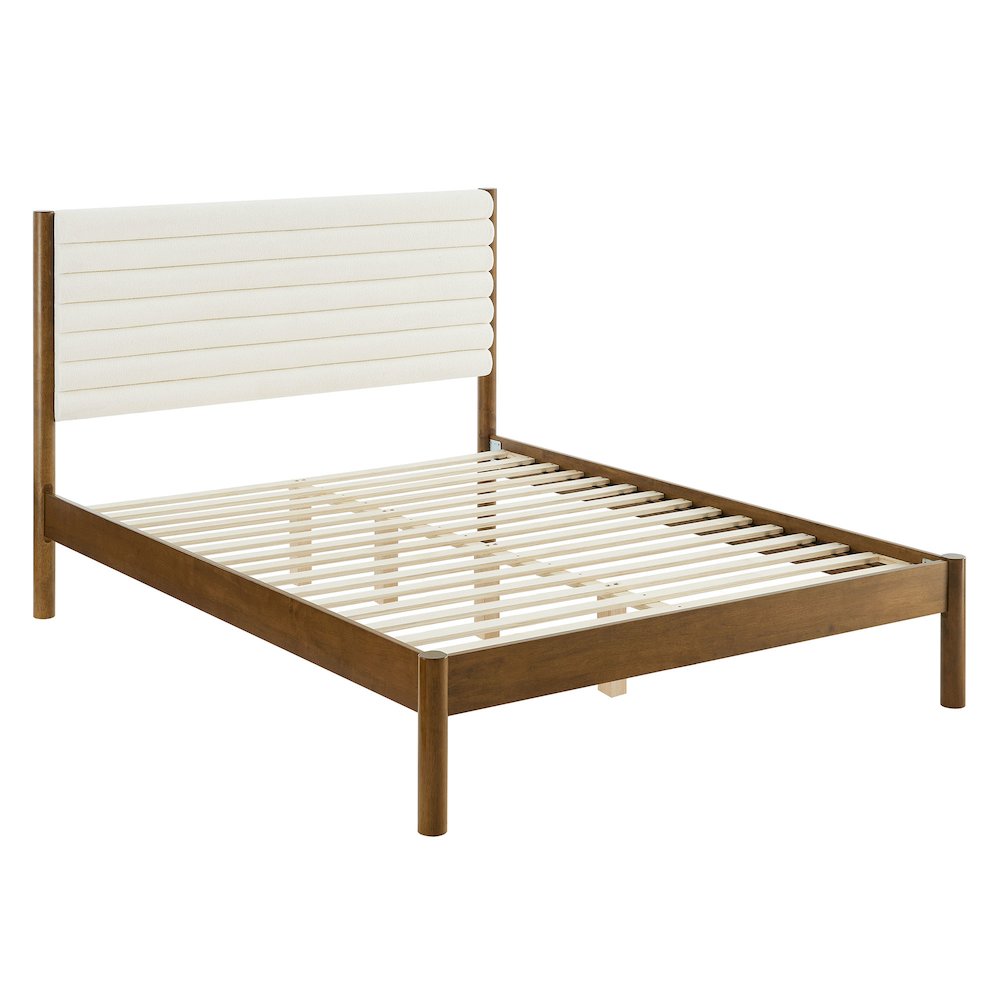 Olea Channel Tufted Boucle Solid Wood Full Platform Bed