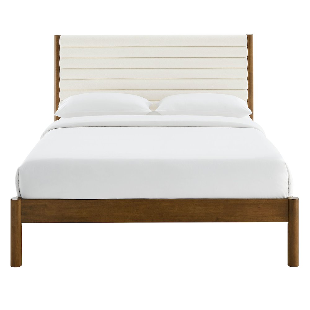 Olea Channel Tufted Boucle Solid Wood Full Platform Bed