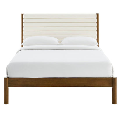 Olea Channel Tufted Boucle Solid Wood Full Platform Bed