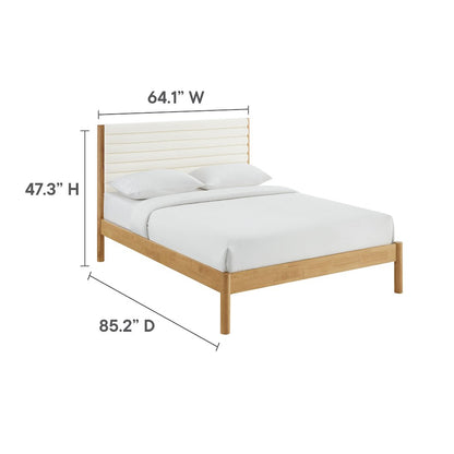 Olea Channel Tufted Boucle Solid Wood Queen Platform Bed