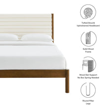 Olea Channel Tufted Boucle Solid Wood Queen Platform Bed
