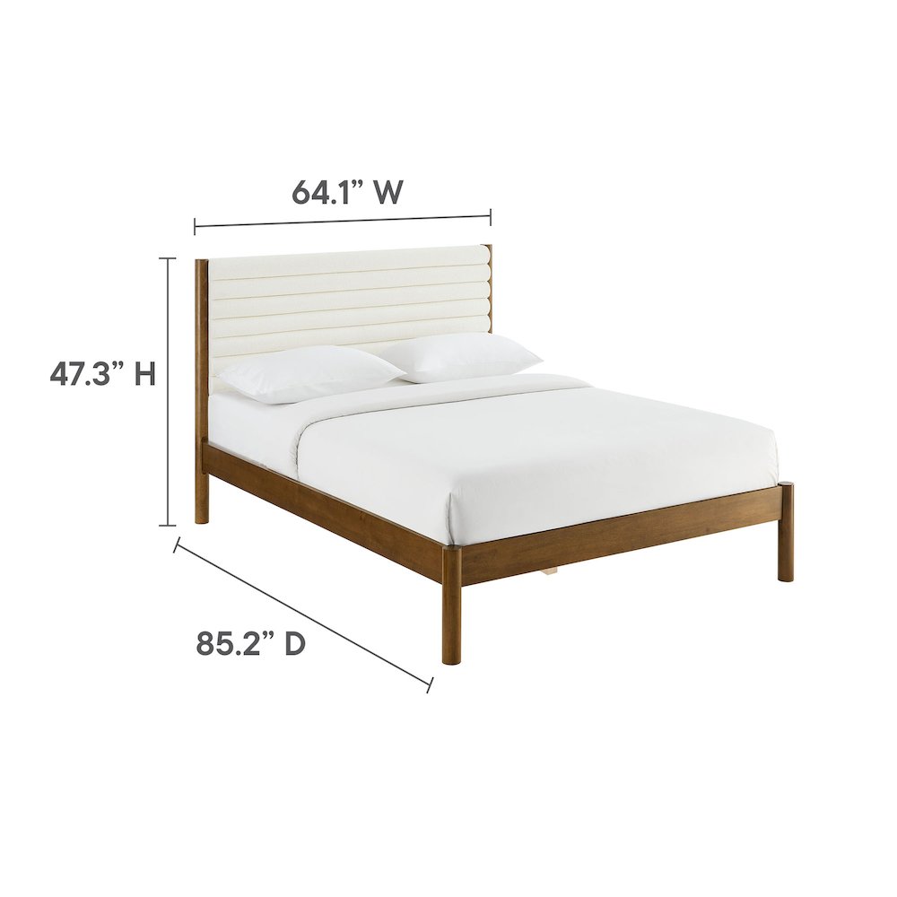 Olea Channel Tufted Boucle Solid Wood Queen Platform Bed