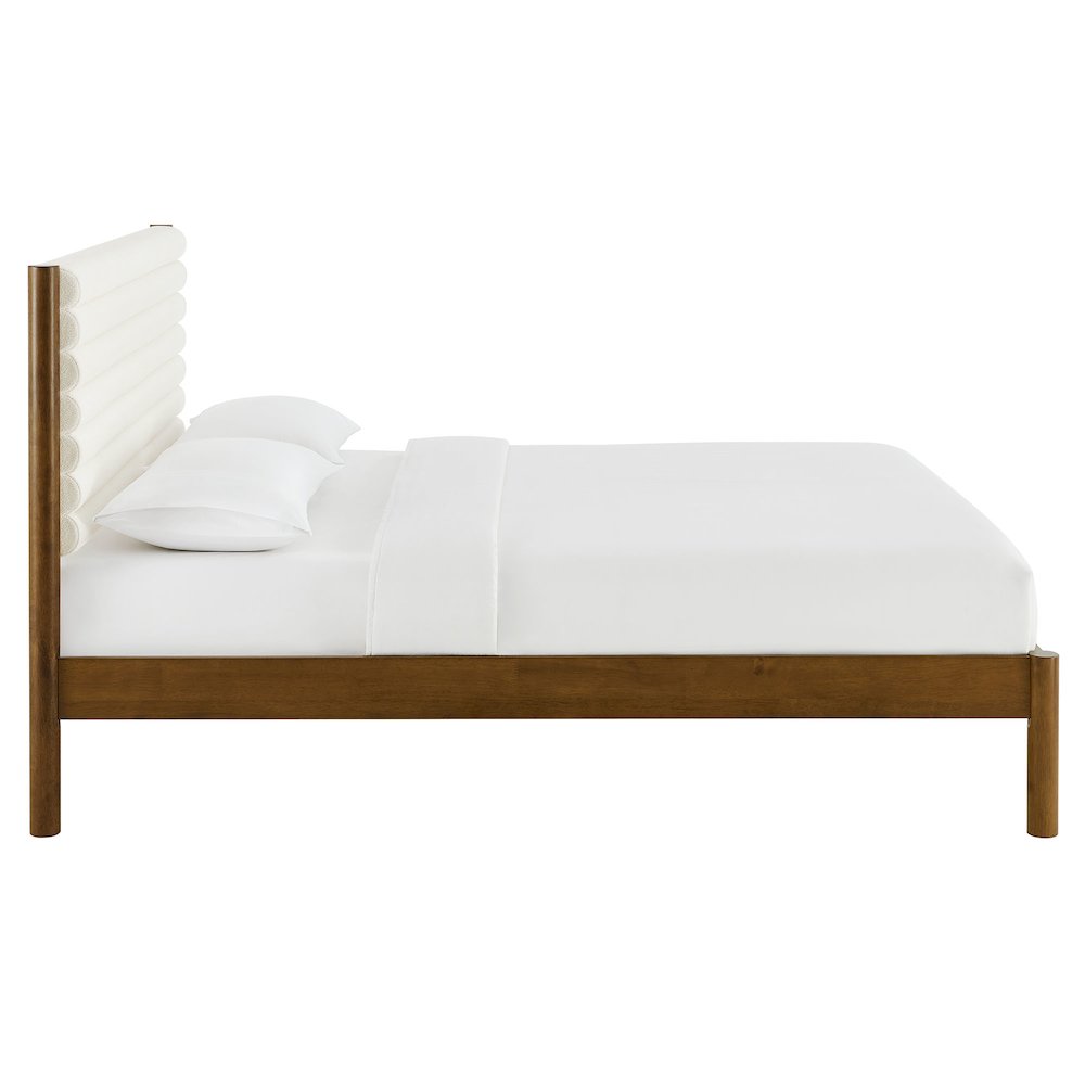Olea Channel Tufted Boucle Solid Wood King Platform Bed