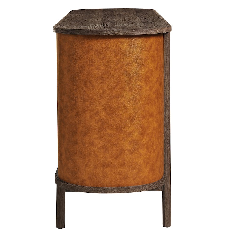Coralie Curved 6-Drawer Vegan Leather Oval Dresser