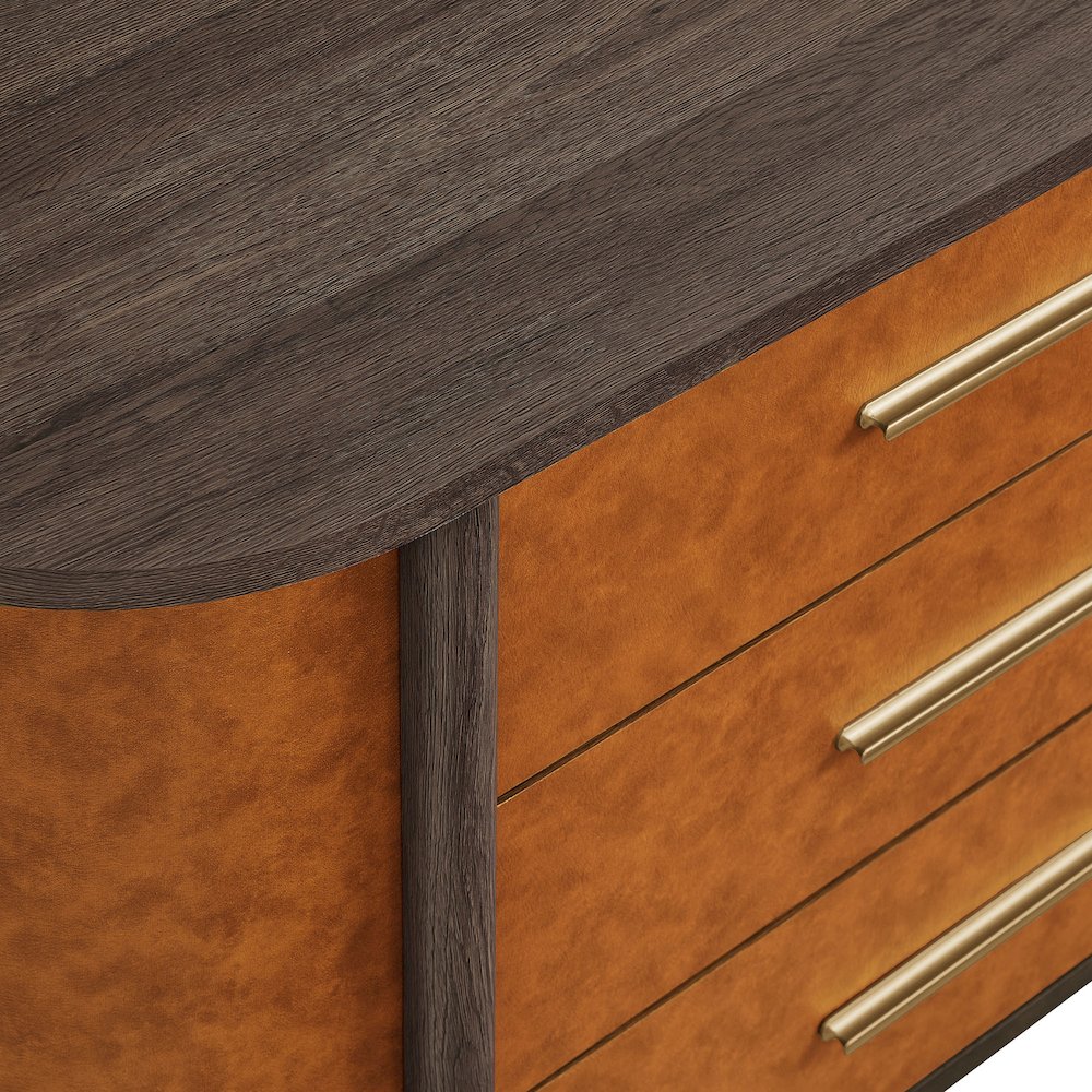 Coralie Curved 6-Drawer Vegan Leather Oval Dresser