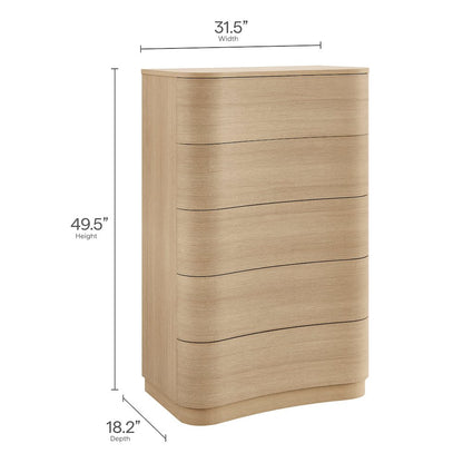 Mirae 5-Drawer Curved Dresser Chest of Drawers