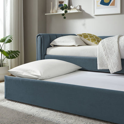 Veyla Channel Tufted Performance Velvet Twin Daybed With Trundle
