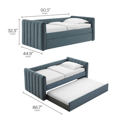 Veyla Channel Tufted Performance Velvet Twin Daybed With Trundle