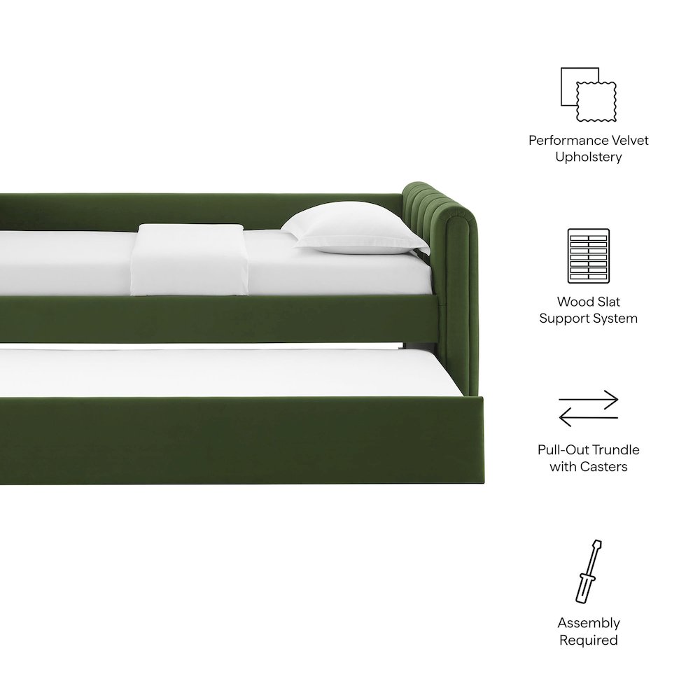 Veyla Channel Tufted Performance Velvet Twin Daybed With Trundle