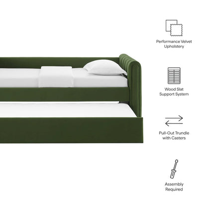 Veyla Channel Tufted Performance Velvet Twin Daybed With Trundle