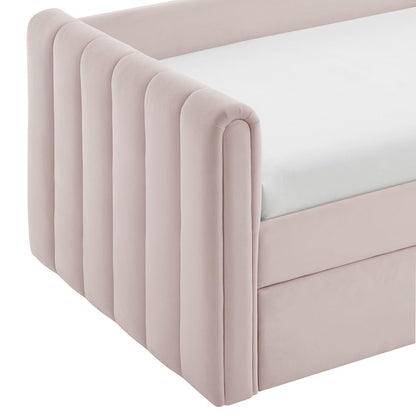 Veyla Channel Tufted Performance Velvet Twin Daybed With Trundle