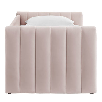 Veyla Channel Tufted Performance Velvet Twin Daybed With Trundle