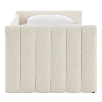 Veyla Channel Tufted Boucle Twin Daybed With Trundle