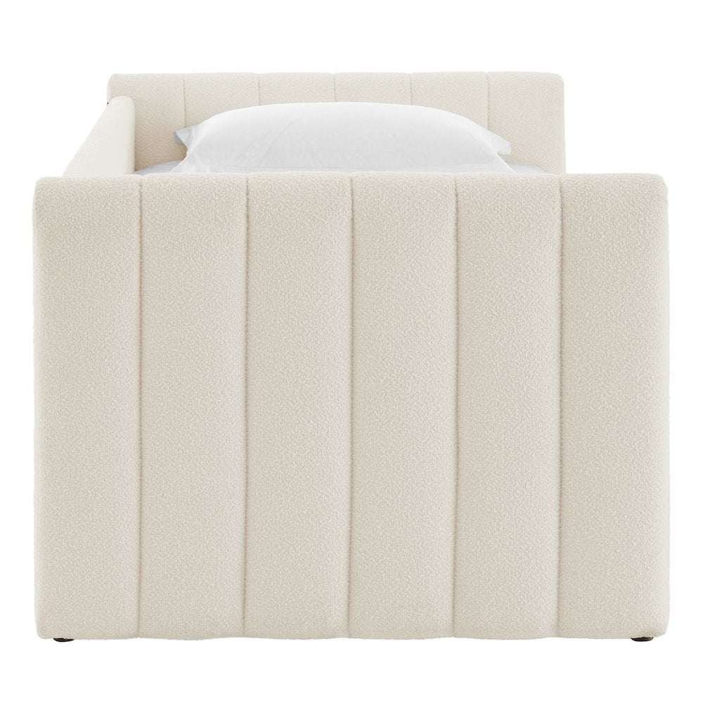 Veyla Channel Tufted Boucle Twin Daybed With Trundle