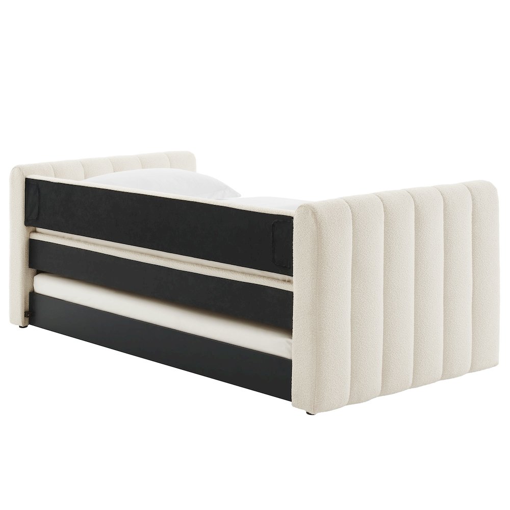 Veyla Channel Tufted Boucle Twin Daybed With Trundle
