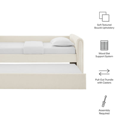Veyla Channel Tufted Boucle Twin Daybed With Trundle