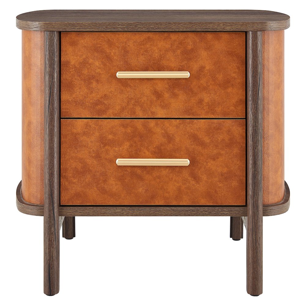 Coralie 2-Drawer Curved Vegan Leather Nightstand