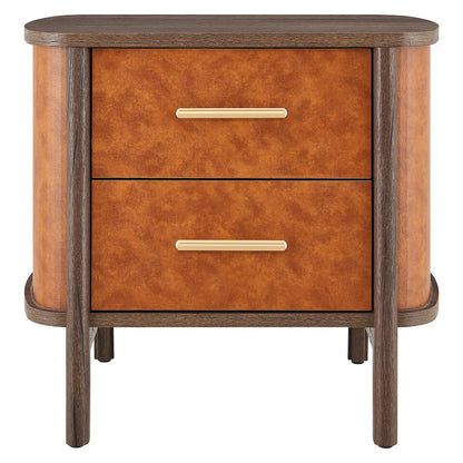 Coralie 2-Drawer Curved Vegan Leather Nightstand