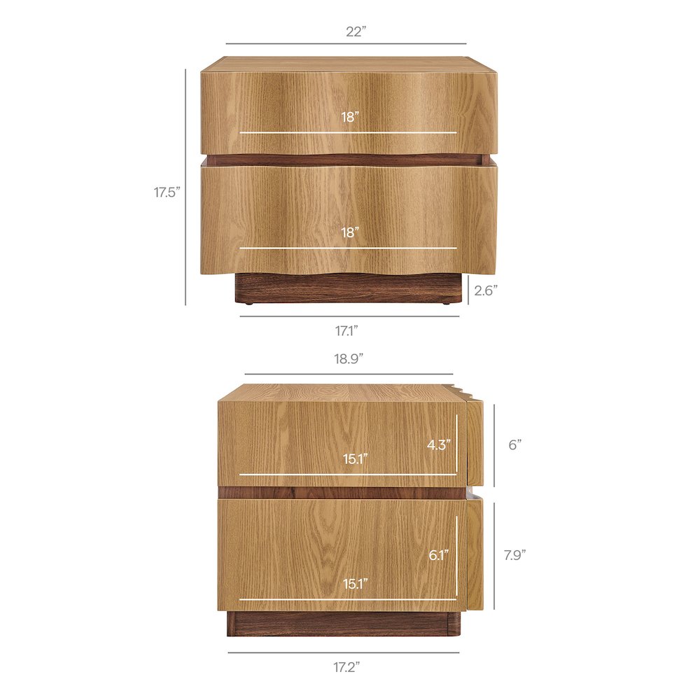 Isola 2 Drawer Nightstand