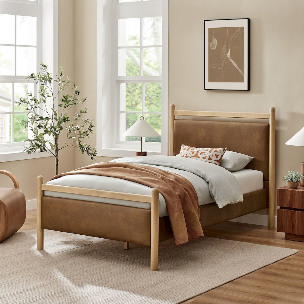 Ginny Twin Size Vegan Leather Platform Bed Frame