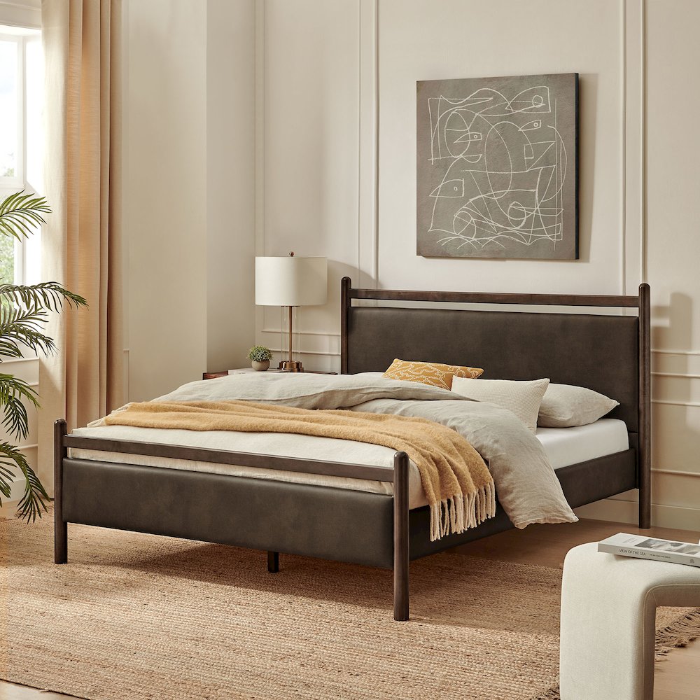 Ginny Queen Size Vegan Leather Platform Bed Frame