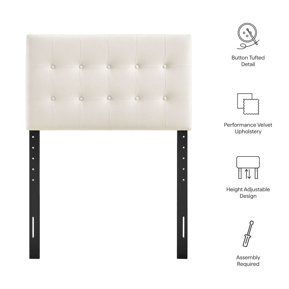 Emily Stain-Resistant Performance Velvet Twin Size Headboard