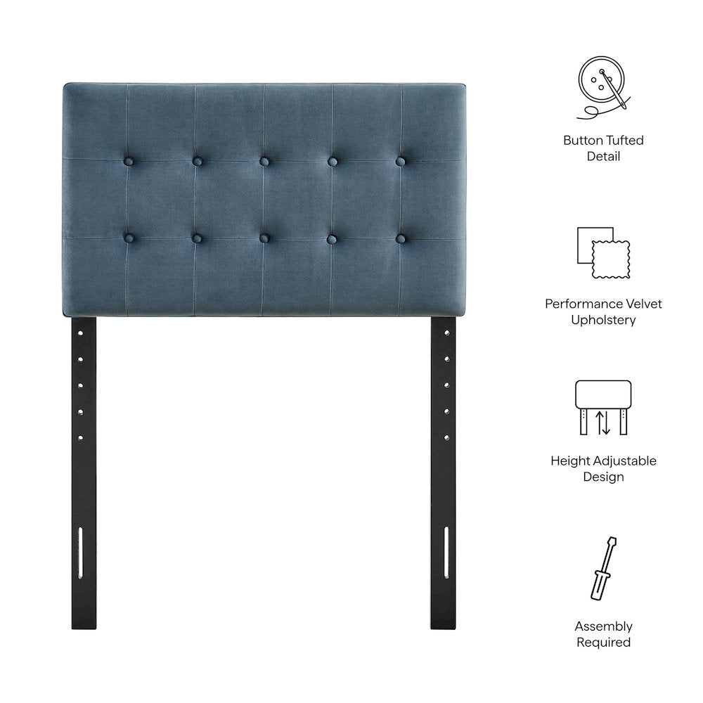 Emily Stain-Resistant Performance Velvet Twin Size Headboard