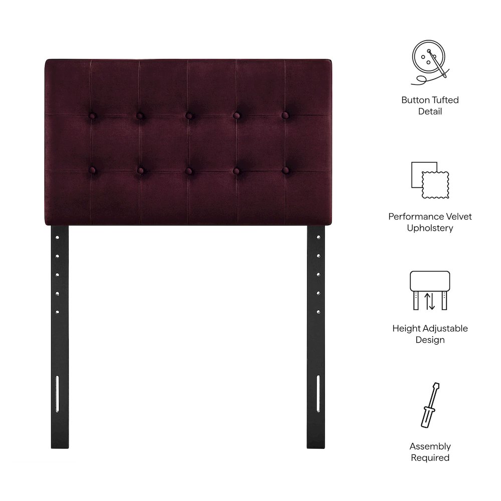 Emily Stain-Resistant Performance Velvet Twin Size Headboard