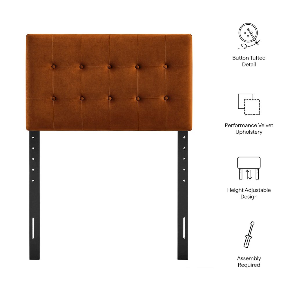 Emily Stain-Resistant Performance Velvet Twin Size Headboard