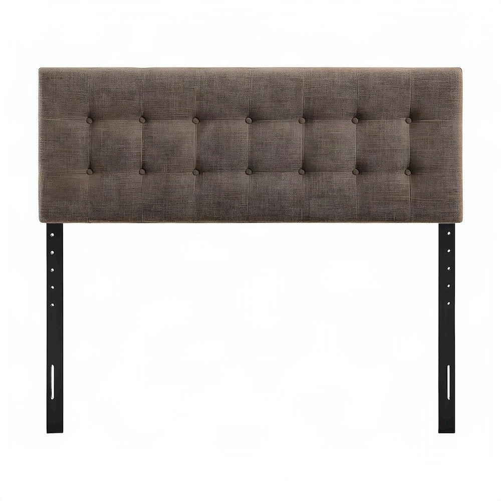 Fabric Upholstered Full Size Headboard Only, Padded and Adjustable, Mocha