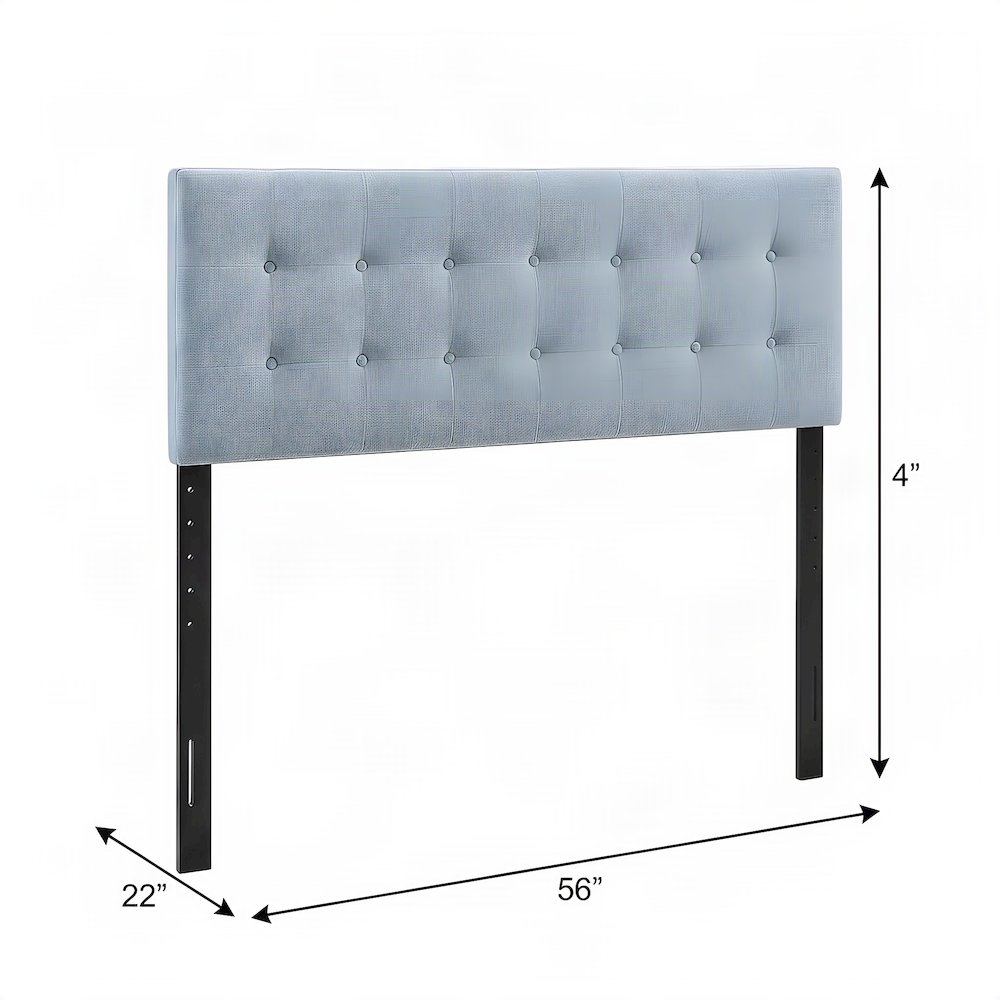 Fabric Upholstered Full Size Headboard Only, Padded and Adjustable, Sky Blue